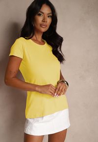 Renee - Żółty Bawełniany Casualowy T-shirt Arpollia. Okazja: na co dzień. Kolor: żółty. Materiał: bawełna. Styl: casual #5