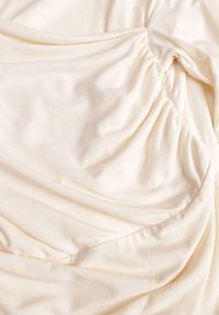 Renee - Beżowy Marszczona Bluzka z Bawełną i Dekoltem w Łódkę Orinlia. Typ kołnierza: dekolt w łódkę. Kolor: beżowy. Materiał: bawełna. Styl: elegancki #3