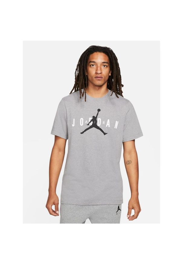 Jordan - Koszulka męska nike air jordan wordmark tee carbon heather. Kolor: szary. Sport: fitness