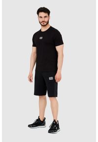 EA7 Emporio Armani - EA7 Czarny t-shirt męski z naszywką z logo, Rozmiar XXL. Kolor: czarny. Wzór: aplikacja #3