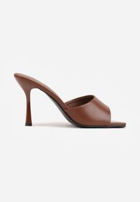 Born2be - Brązowe Klapki na Szpilce z Kwadratowym Noskiem Mellota. Okazja: na co dzień. Kolor: brązowy. Obcas: na szpilce. Styl: casual, elegancki #9