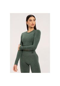 GYM GLAMOUR - Koszulka fitness damska Gym Glamour z długim rękawem seamless. Kolor: zielony. Długość rękawa: długi rękaw. Długość: długie. Styl: glamour