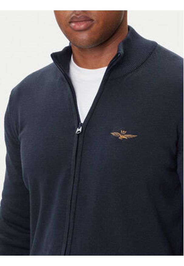 Aeronautica Militare Kardigan 252MA1580UL00506 Granatowy Regular Fit. Kolor: niebieski. Materiał: bawełna