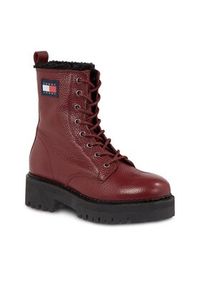 Tommy Jeans Botki Tjw Urban Tumbled Ltr Wl EN0EN02317 Bordowy. Kolor: czerwony. Materiał: skóra