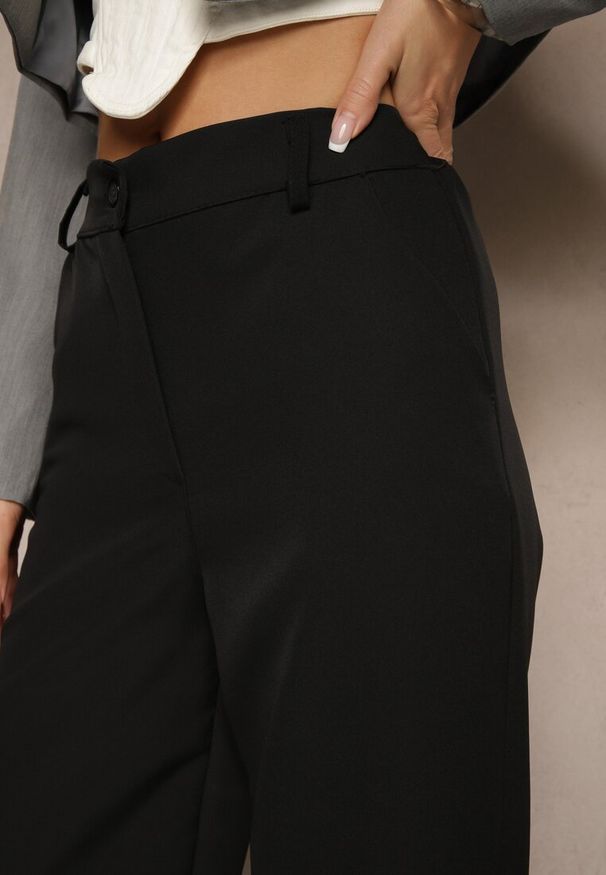 Renee - Czarne Spodnie Garniturowe High Waist Viviorea. Okazja: na spotkanie biznesowe. Stan: podwyższony. Kolor: czarny. Styl: biznesowy, klasyczny