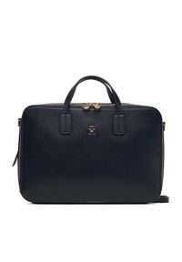 TOMMY HILFIGER - Tommy Hilfiger Torba na laptopa Th Icon Laptop Bag AW0AW18004 Granatowy. Kolor: niebieski. Materiał: skóra