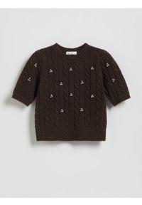 Reserved - Sweter z dodatkiem wełny - brązowy. Kolor: brązowy. Materiał: wełna