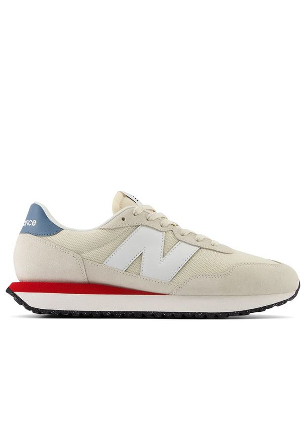 Buty New Balance MS237VJ - beżowe. Okazja: na co dzień. Zapięcie: sznurówki. Kolor: beżowy. Materiał: zamsz, tworzywo sztuczne, guma. Szerokość cholewki: normalna