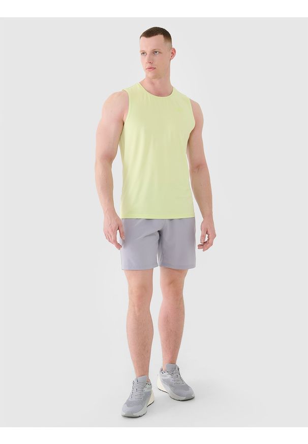 4f - 4F Tank top regular szybkoschnący męski - zielony XXL. Kolor: zielony. Materiał: dzianina, włókno, syntetyk, materiał, elastan. Wzór: gładki, ze splotem, jednolity. Sport: fitness