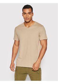 Brave Soul T-Shirt MTS-149SAINTE Beżowy Regular Fit. Kolor: beżowy. Materiał: bawełna