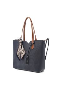 Torebka damska Rieker, ze skóry ekologicznej o klasycznej formie z dwoma uchwytami długim paskiem na ramię ozdobną apaszką i funkcjonalnym wnętrzem d. Kolor: niebieski. Materiał: skórzane. Styl: klasyczny. Rodzaj torebki: na ramię #5