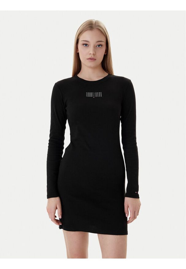 Tommy Jeans Sukienka codzienna Linear DW0DW21902 Czarny Slim Fit. Okazja: na co dzień. Kolor: czarny. Materiał: bawełna. Typ sukienki: proste. Styl: casual