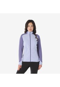 quechua - Polar turystyczny damski Quechua MH500 light zamek. Typ kołnierza: kołnierzyk stójkowy. Kolor: fioletowy. Materiał: polar. Długość rękawa: długi rękaw. Długość: długie. Sport: turystyka piesza