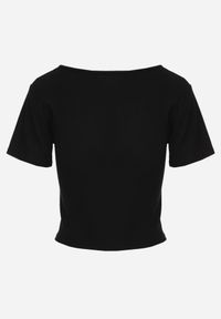 Born2be - Czarny Prążkowany Top Bawełniany z Guzikami przy Dekolcie Nedera. Okazja: na co dzień. Kolor: czarny. Materiał: prążkowany, bawełna. Styl: casual, klasyczny #7