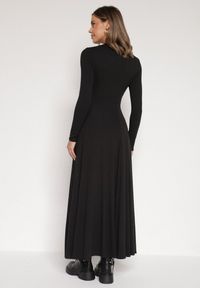 Born2be - Czarna Bawełniana Sukienka o Rozkloszowanym Kroju Tuselenea. Okazja: na co dzień. Kolor: czarny. Materiał: bawełna. Typ sukienki: proste. Styl: casual, elegancki #2