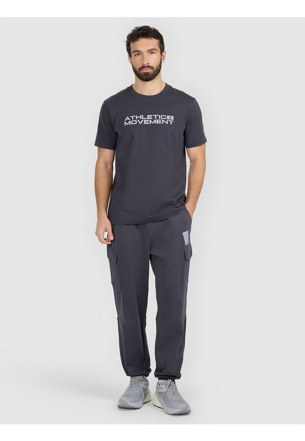 4f - 4F T-shirt regular z nadrukiem męski - szary L. Kolor: szary. Materiał: materiał. Wzór: nadruk