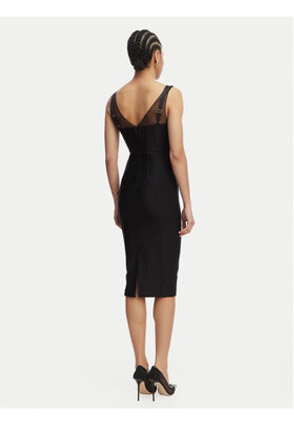 Elisabetta Franchi Sukienka koktajlowa AB-870-61E2-V650 Czarny Slim Fit. Kolor: czarny. Materiał: syntetyk. Styl: wizytowy