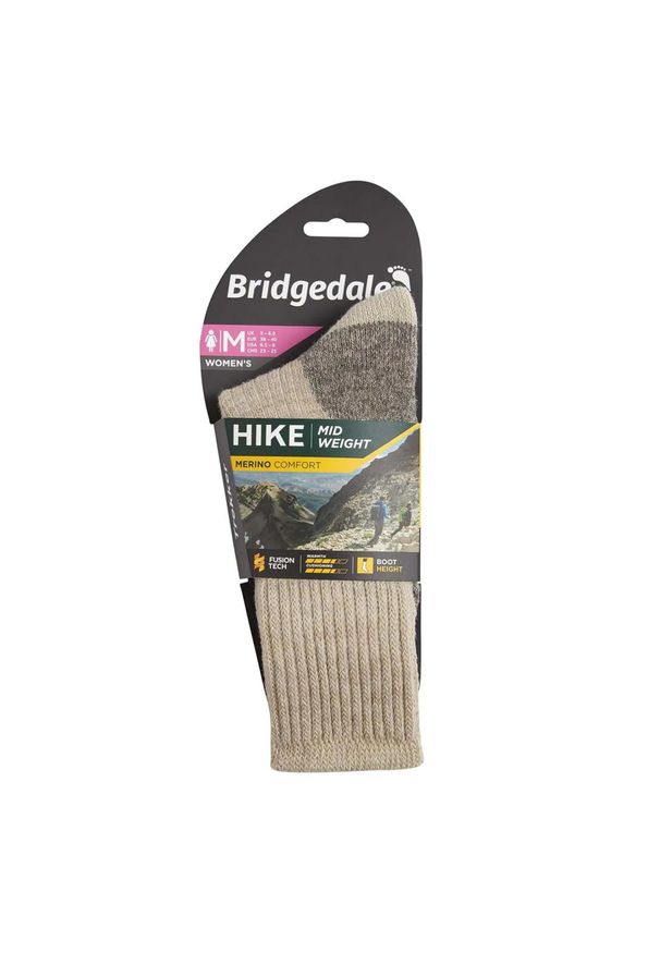 BRIDGEDALE - Skarpety do trekkingu damskie Bridgedale HIKE MW COM BO ORI LD. Kolor: beżowy. Materiał: wełna, lycra, elastan, poliester, nylon. Sport: turystyka piesza