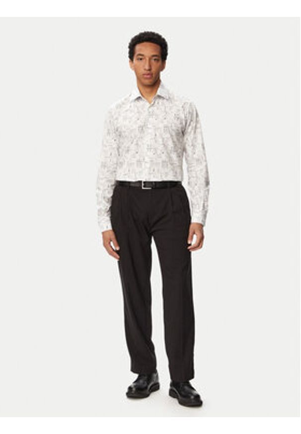 Karl Lagerfeld - KARL LAGERFELD Koszula 605000 563613 Biały Regular Fit. Typ kołnierza: dekolt w karo. Kolor: biały. Materiał: bawełna