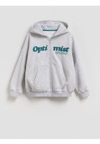 Reserved - Rozpinana bluza oversize - jasnoszary. Kolor: szary. Materiał: dzianina, bawełna