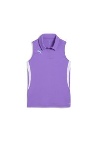 Puma - Damska koszulka polo Individual do padla PUMA Purple Glimmer Aquatic White Green. Typ kołnierza: polo. Kolor: fioletowy, zielony, biały, wielokolorowy