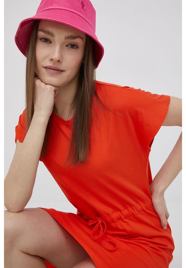 Noisy may - Noisy May sukienka kolor pomarańczowy mini prosta. Okazja: na co dzień. Kolor: pomarańczowy. Materiał: dzianina. Wzór: gładki. Typ sukienki: proste. Styl: casual. Długość: mini