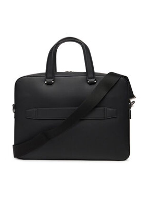 TOMMY HILFIGER - Tommy Hilfiger Torba na laptopa Th Woven Computer Bag AM0AM13660 Czarny. Kolor: czarny. Materiał: skóra