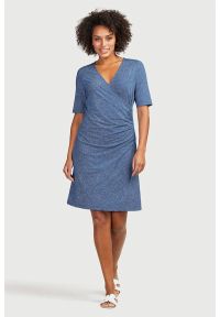 Cellbes - Wzorzysta sukienka kopertowa. Kolor: niebieski. Materiał: jersey. Długość rękawa: krótki rękaw. Typ sukienki: kopertowe