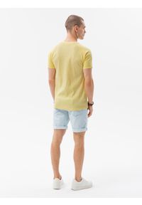 Ombre Clothing - T-shirt męski bez nadruku - żółty - Rozmiar: XXL. Kolor: żółty. Materiał: tkanina, poliester, bawełna. Styl: klasyczny #3