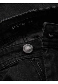 Ombre Clothing - Szorty jeansowe męskie z podwiniętymi nogawkami – czarne V4. Okazja: na co dzień. Kolor: czarny. Materiał: jeans. Długość: krótkie. Wzór: aplikacja, ze splotem. Sezon: lato. Styl: casual, elegancki