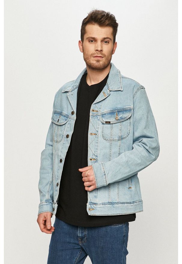 Lee - Kurtka jeansowa. Okazja: na co dzień. Kolor: niebieski. Materiał: jeans. Styl: casual