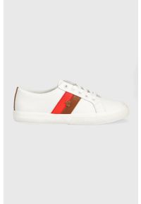 Lauren Ralph Lauren sneakersy skórzane Janson II kolor biały. Nosek buta: okrągły. Zapięcie: sznurówki. Kolor: biały. Materiał: skóra