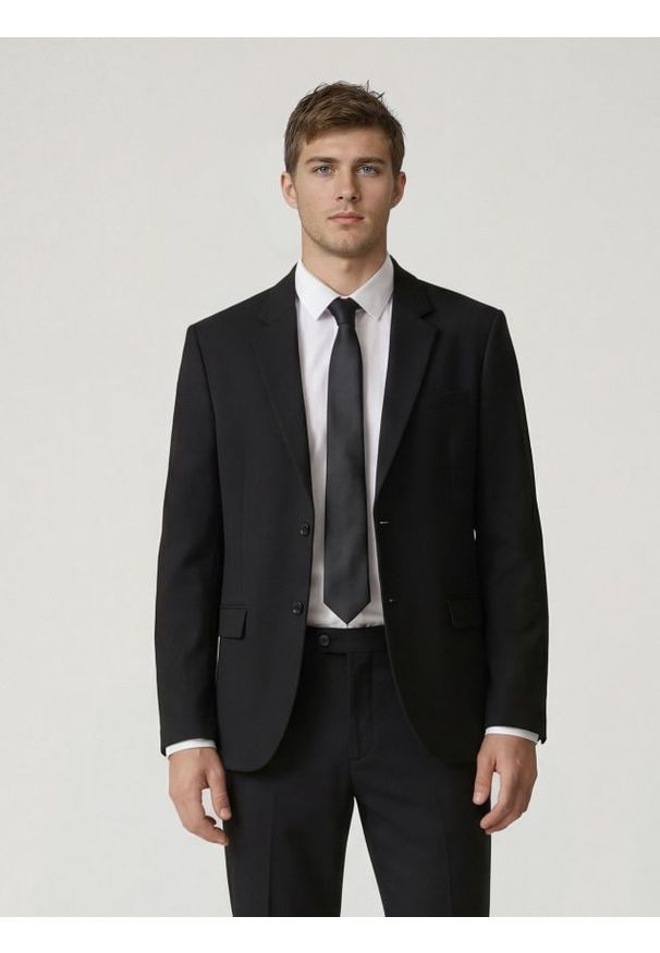 Reserved - Marynarka regular z dodatkiem wiskozy - czarny. Kolor: czarny. Materiał: wiskoza