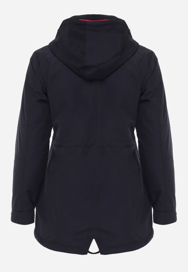 Born2be - Granatowo-Czerwona Przejściowa Kurtka Dwustronna o Kroju Parki z Pikowaniem Wewnątrz Zidelle. Typ kołnierza: kaptur. Kolor: niebieski. Materiał: poliester, jeans. Styl: sportowy