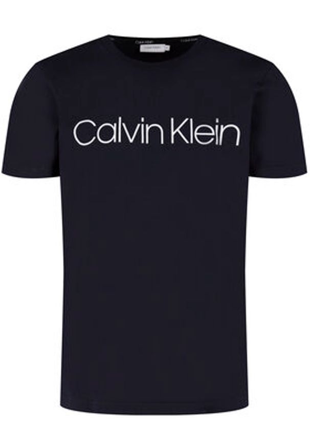 Calvin Klein T-Shirt Logo K10K104063 Granatowy Regular Fit. Kolor: niebieski. Materiał: bawełna