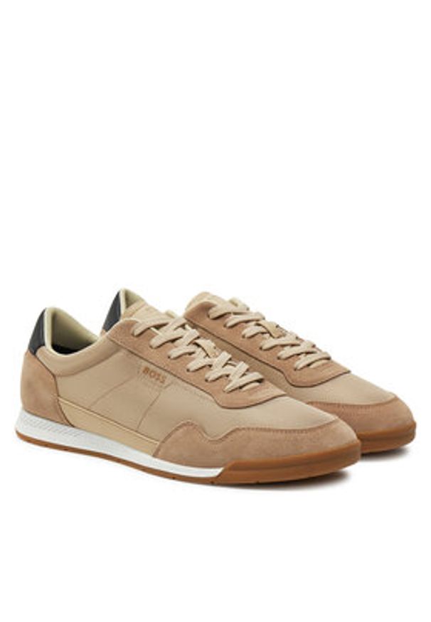 BOSS Sneakersy Titanium 50536524 Beżowy. Kolor: beżowy. Materiał: zamsz, skóra