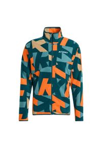 Adidas - Bluza Terrex Multi Printed Full-Zip Fleece. Kolor: pomarańczowy, wielokolorowy, niebieski. Materiał: polar, materiał