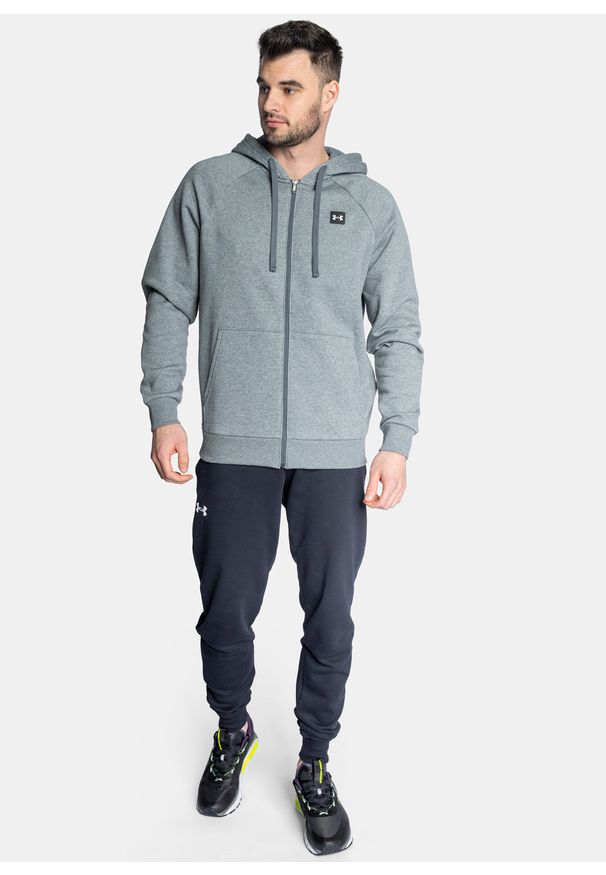 Bluza z kapturem męska szara Under Armour Rival Fleece FZ Hoodie. Okazja: do pracy, na spacer, na co dzień. Typ kołnierza: kaptur. Kolor: szary. Styl: casual