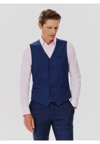 Pako Lorente - PAKO LORENTE – Gładka jednorzędowa kamizelka męska. Materiał: poliester, elastan, wiskoza. Wzór: gładki