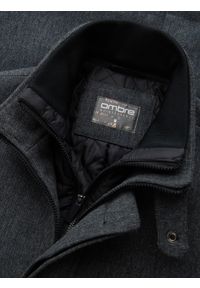 Ombre Clothing - Męski płaszcz zimowy z wełną i pikowaną podpinką – grafitowy melanż V1 OM-COWC-0116 - XXL. Kolor: szary. Materiał: wełna. Wzór: melanż. Sezon: zima #7