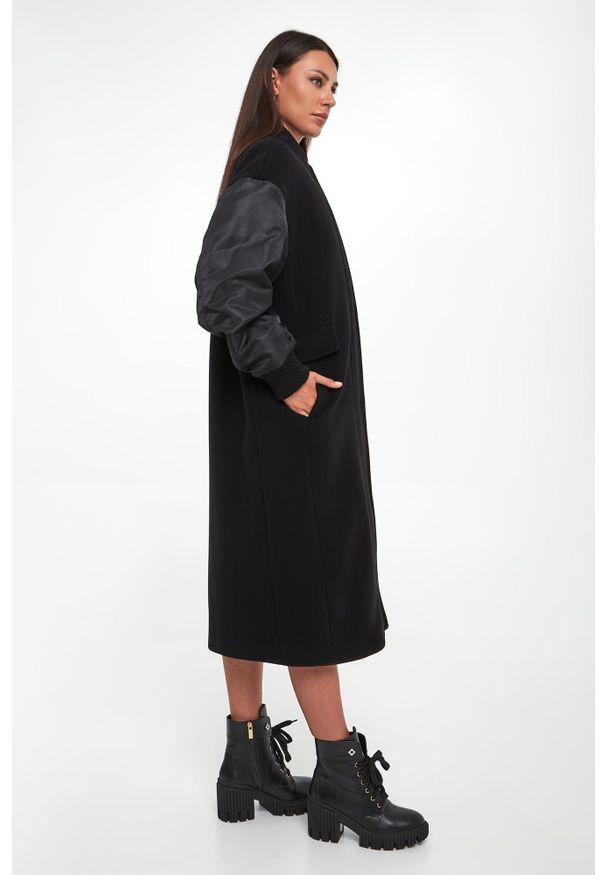 Pinko - Płaszcz damski wełniany Mapur PINKO. Materiał: wełna