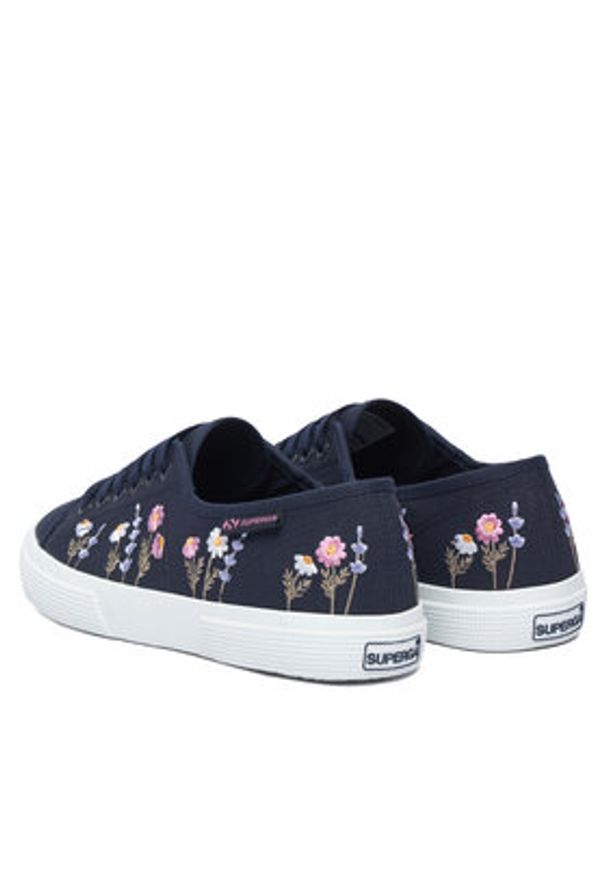 Superga Tenisówki 3750 Flower Embroidery Leggera S8161ZW Granatowy. Kolor: niebieski. Materiał: materiał