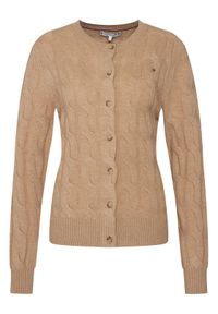 TOMMY HILFIGER - Tommy Hilfiger Kardigan WW0WW47463 Beżowy Regular Fit. Kolor: beżowy. Materiał: wełna
