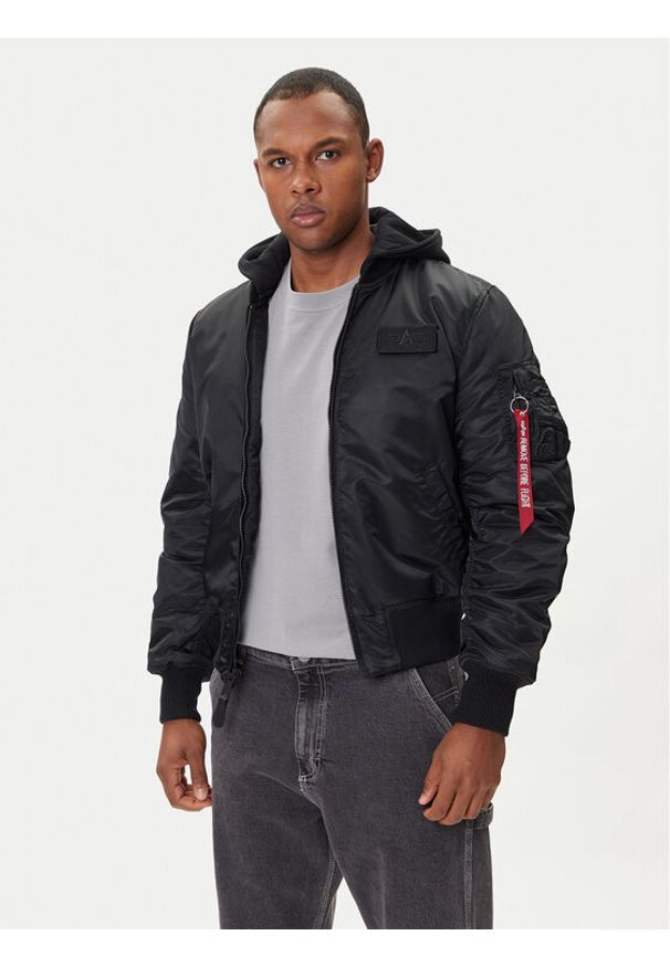 Alpha Industries Kurtka bomber MA-1 Zip Hood Back Print 128113 Czarny Regular Fit. Kolor: czarny. Materiał: syntetyk. Wzór: nadruk