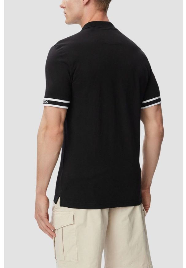 Guess - GUESS Czarny męski t-shirt polo Lyle, Rozmiar S. Okazja: na co dzień. Typ kołnierza: polo. Kolor: czarny. Styl: casual, klasyczny, sportowy
