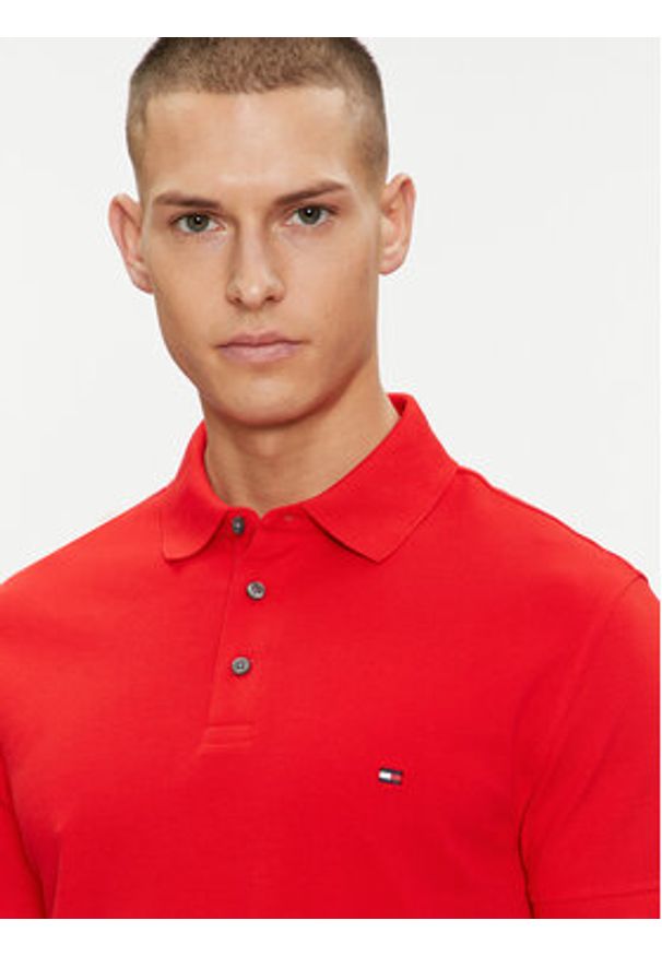 TOMMY HILFIGER - Tommy Hilfiger Polo 1985 MW0MW17771 Czerwony Slim Fit. Typ kołnierza: polo. Kolor: czerwony. Materiał: bawełna