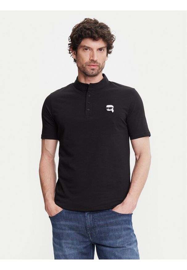 Karl Lagerfeld - KARL LAGERFELD Polo 745023 552224 Czarny Regular Fit. Typ kołnierza: polo. Kolor: czarny. Materiał: bawełna