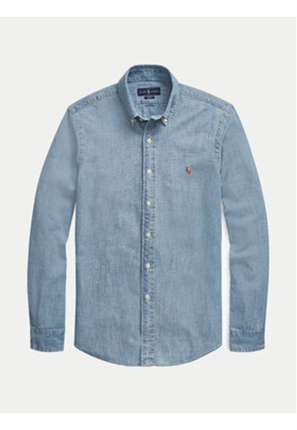 Polo Ralph Lauren Koszula Core Replen 710548538 Niebieski Slim Fit. Typ kołnierza: polo. Kolor: niebieski. Materiał: bawełna