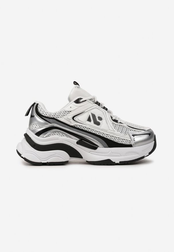 Born2be - Biało-Srebrne Sneakersy na Masywnej Podeszwie z Licznymi Wstawkami Junioria. Kolor: biały
