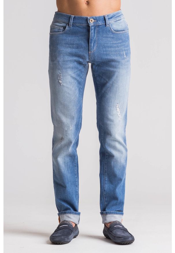 Trussardi Jeans - Niebieskie jeansy męskie 370 Close. Kolor: niebieski
